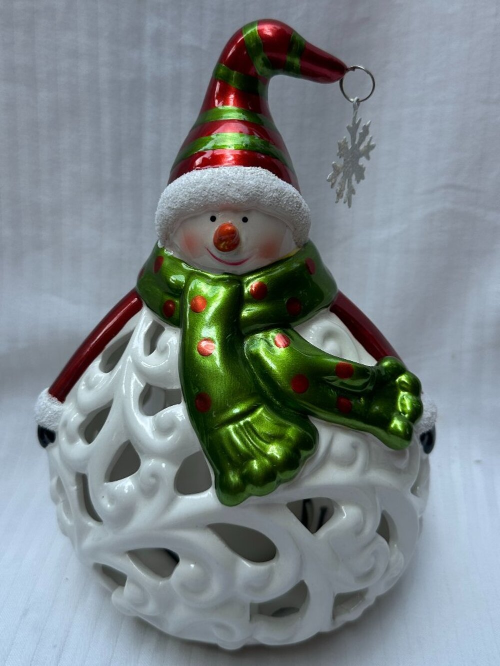 NEW IN BOX! HOME REFLECTIONS LUMINARY SNOWMAN W/FLAMELESS CANDLE & AUTO TIMER